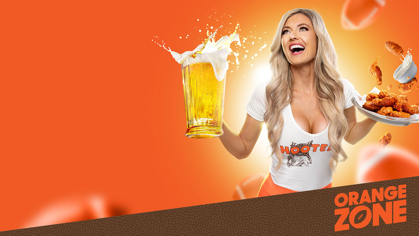 Orange Zone - Hooters Girl with Beer and Wings