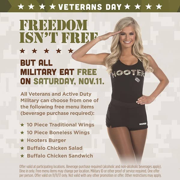 Hooters Invites Military to Eat Free This Veterans Day