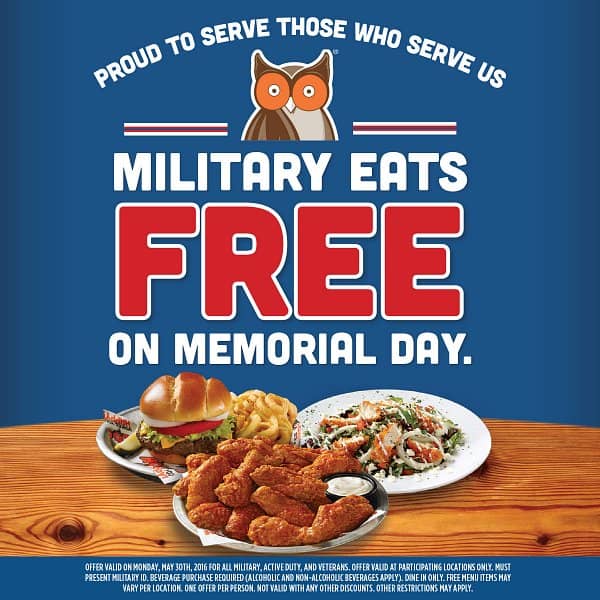 Military Eat Free at Hooters on Memorial Day