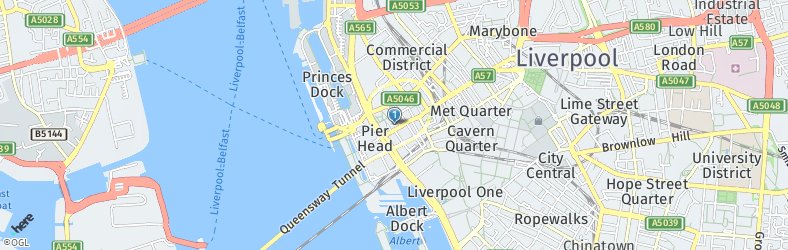 Location of Hooters of Liverpool England on a map